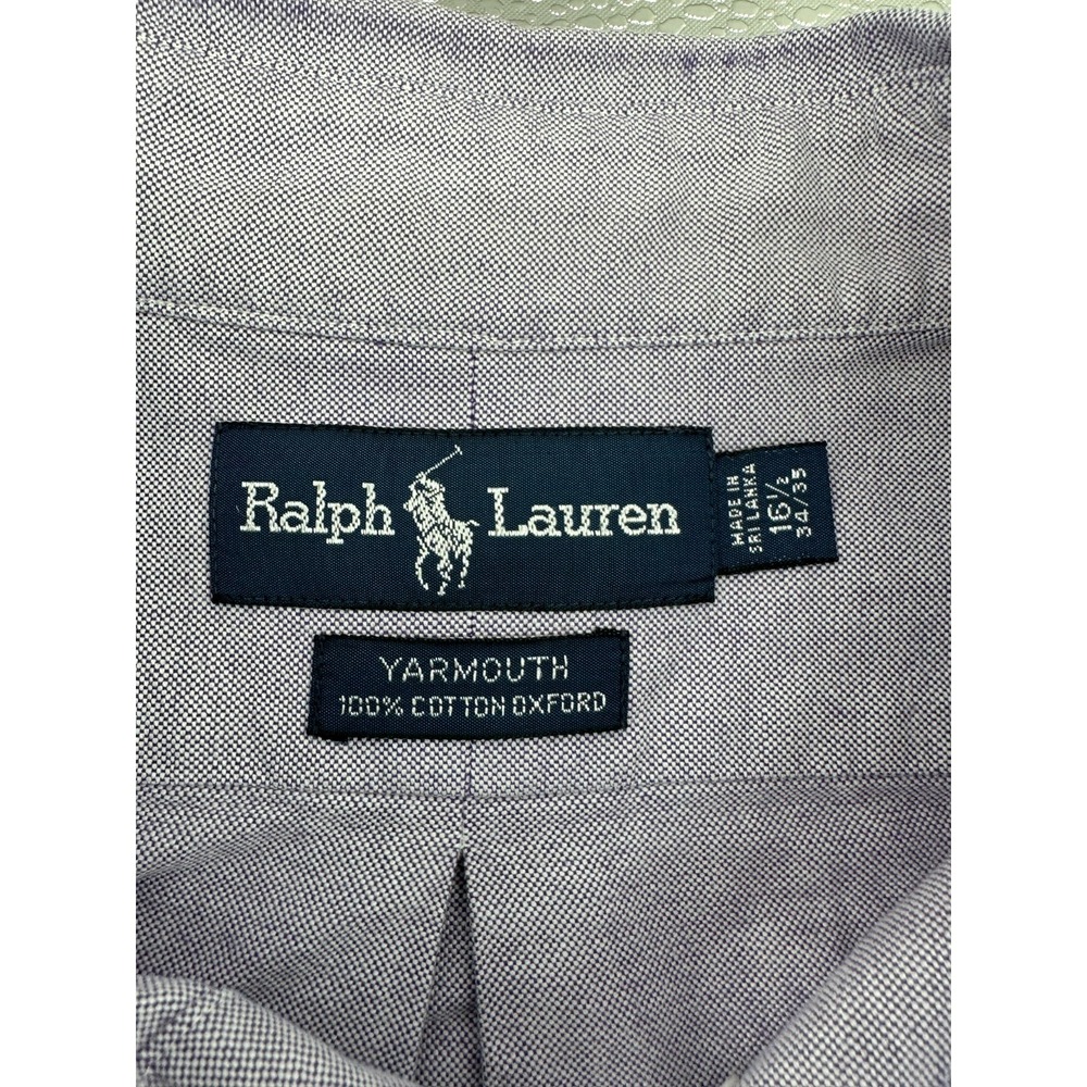 Ralph Lauren Yarmouth Oxford Button‎ Down Shirt Purple Large 16 1/2  Flesh Pony - Picture 4 of 6